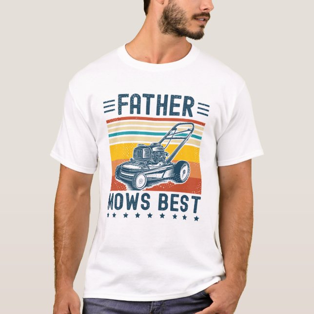 Camiseta Padre Mows Melhor Pai De Remor Engraçado (Frente)