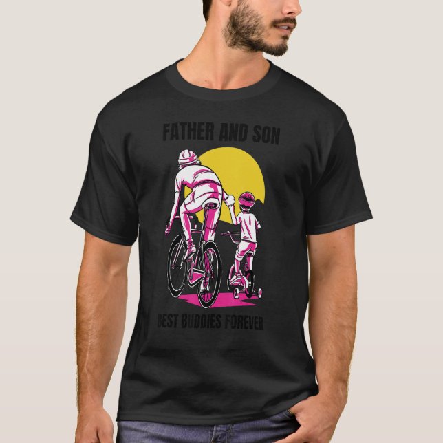Camiseta Padre Son Bicicleta Acessórios Melhores Amigos Cic (Frente)