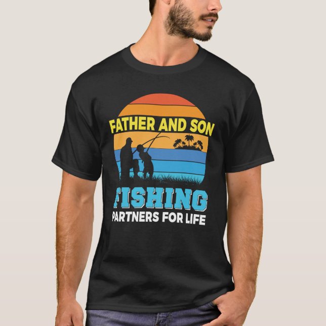 Camiseta Padre Son Parceiros de Pesca Pescador Pai (Frente)