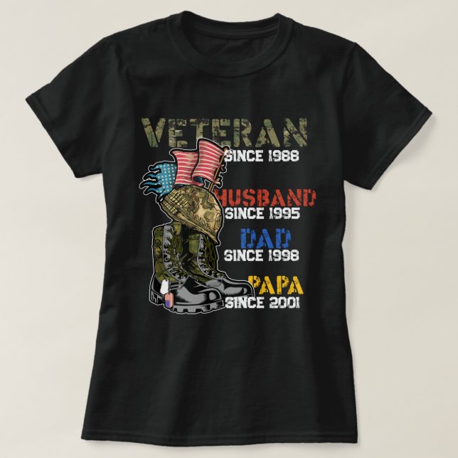 Camiseta Padre Veterano Marido Pai Avô Família Presente (Frente do Design)