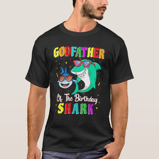 Camiseta Padrinho Da Família Aniversário Do Tubarão (Frente)