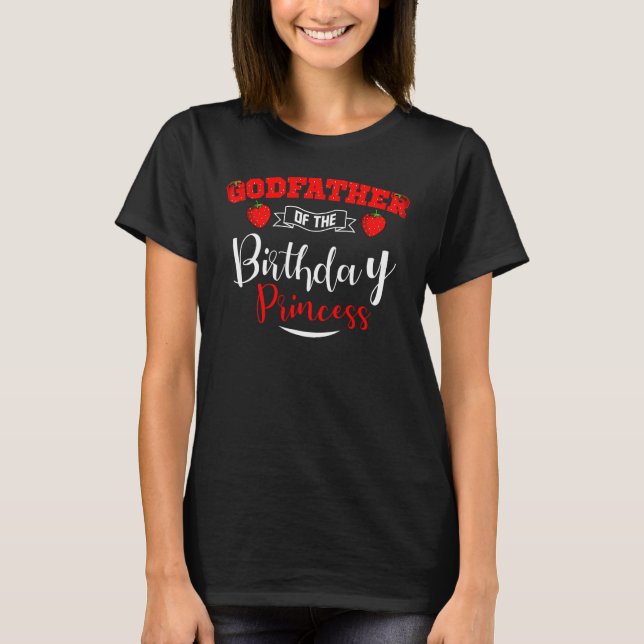 Camiseta Padrinho Da Princesa De Aniversário Strawberry (Frente)