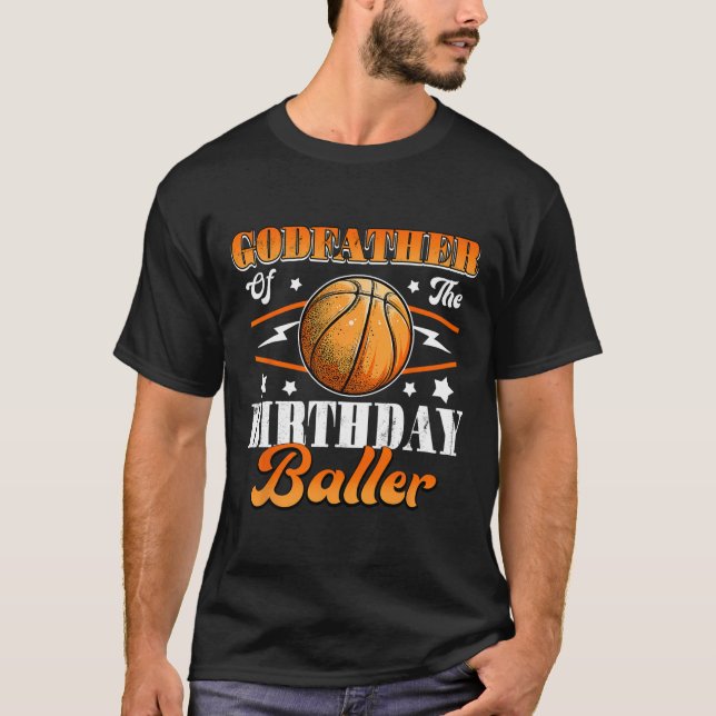 Camiseta Padrinho Do Aniversário De Basquete (Frente)