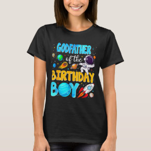 Camiseta Padrinho do Astronauta Espacial do Menino Aniversa