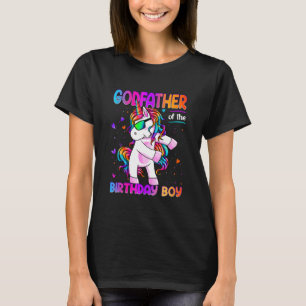 Camiseta Padrinho do Garoto de Aniversário Dabbing Unicorn