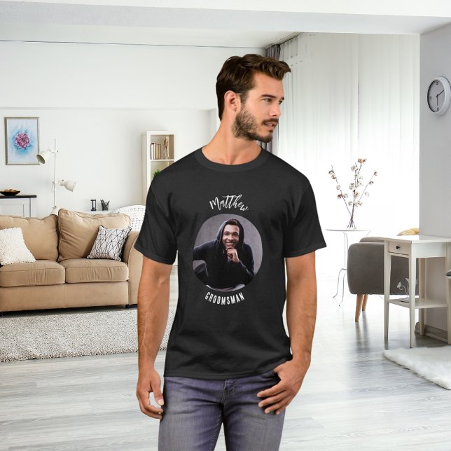 Camiseta Padrinho foto preto e branco despedida de solteiro (Criador carregado)