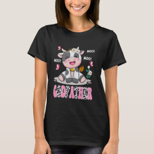 Camiseta Padrinho Vaca Fofa Moo Moo Fazendeiro Aniversário