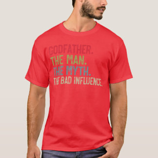 Camiseta Padrinhoo Homem o Mito a Má Influência Engraçado A