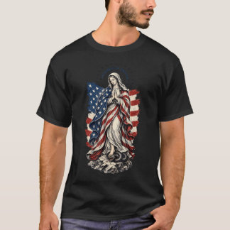 Camiseta Padroeira da América Virgem Maria 4 de Julho Bande