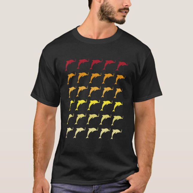 Camiseta Padrões Animais Retro De Golfinhos (Frente)