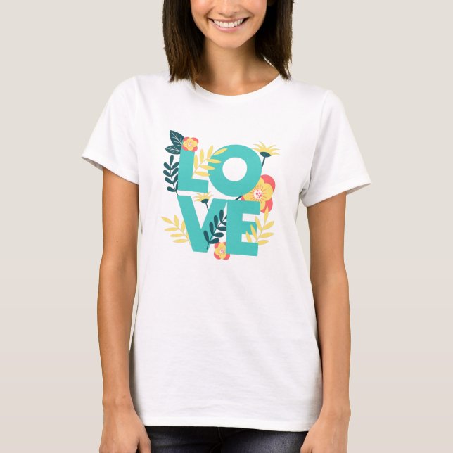Camiseta Padrões de amor flores lindas flores floradas (Frente)