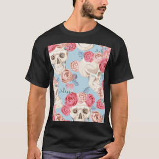 Camiseta Padrões de colheita de crânios e Rosas