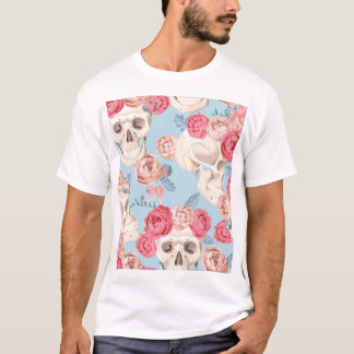 Camiseta Padrões de colheita de crânios e Rosas