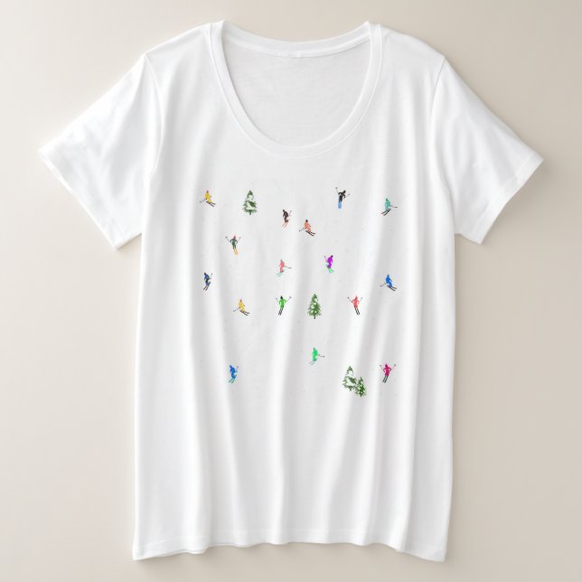 Camiseta Padrões de esqui de esqui alpino no inverno (Frente do Design)