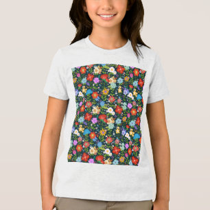 Camiseta Padrões de flores sem costura pontiagudas-13554