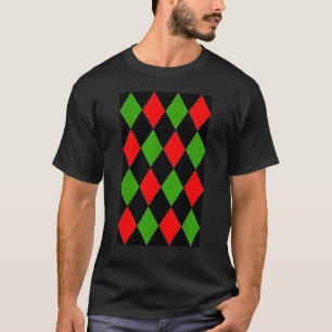 Camiseta Padrões De Harlequin Vermelhos E Bl