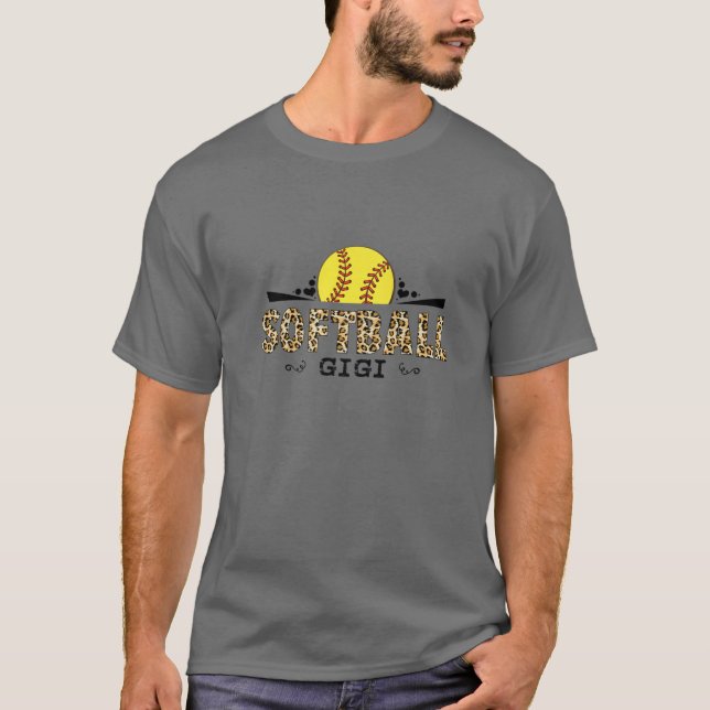 Camiseta Padrões De Leopardo Gigi De Softball (Frente)