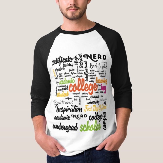 Camiseta Padrões de Nuvem do Word para Educação Universitár (Frente)