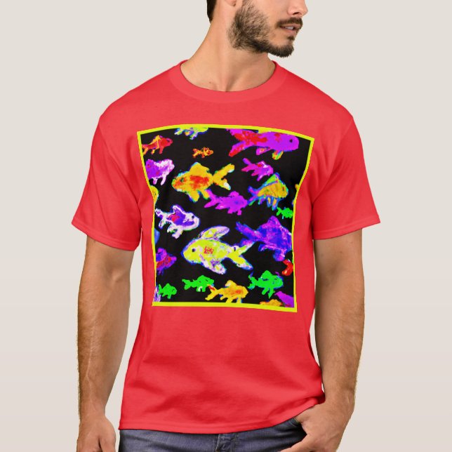 Camiseta Padrões de Peixes Coloridos pintando Comprar de Ar (Frente)