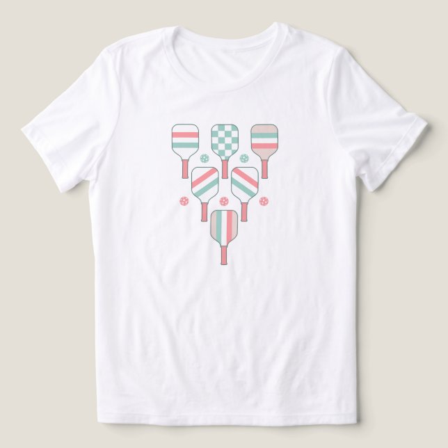 Camiseta Padrões de Raquetes de Pickleball (Design frontal)