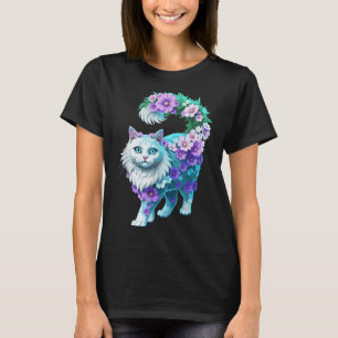 Camiseta Padrões Florais Coloridos Flores Vintage Art Cat L