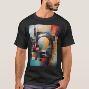 Camiseta Padrões geométricos mínimos em um óleo de Abstrato
