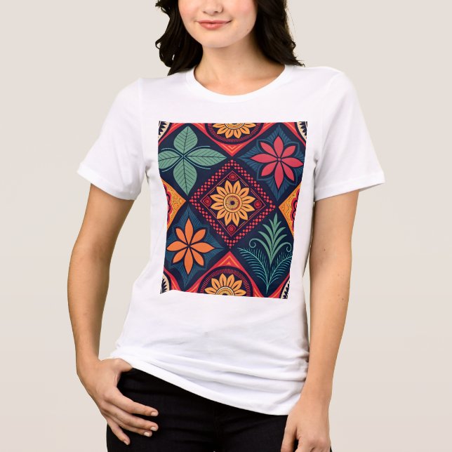 Camiseta Padrões mágicos das flores (Frente)