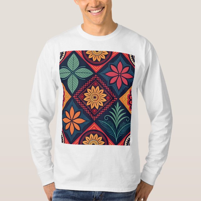 Camiseta Padrões mágicos das flores (Frente)