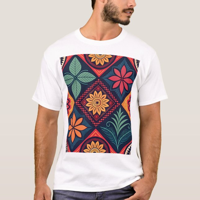 Camiseta Padrões mágicos das flores (Frente)