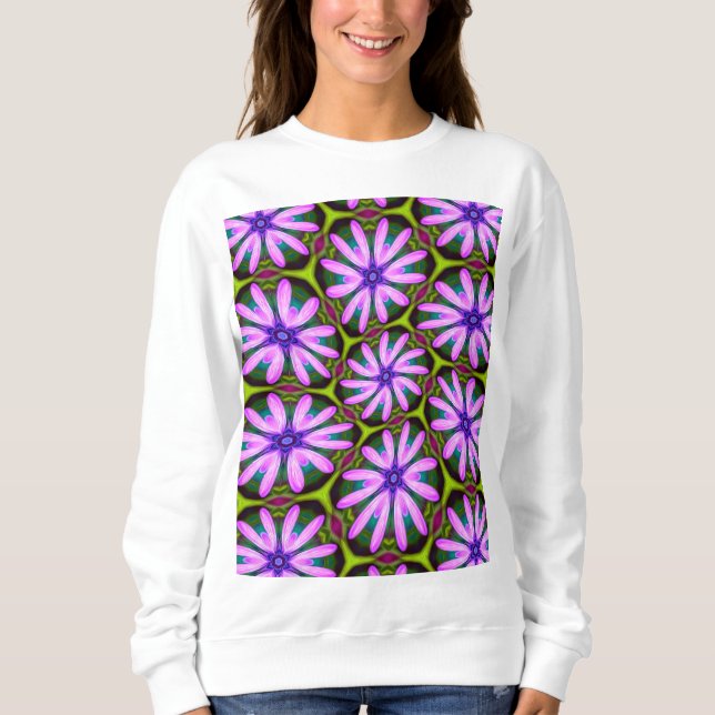 Camiseta Padrões Margueritas Roxos (Frente)