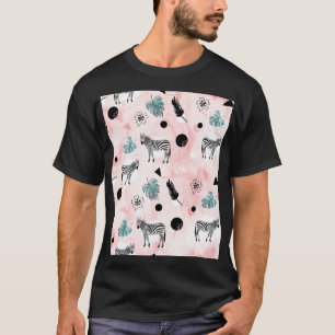 Camiseta Padrões Tie-Dye das Folhas Tropicais Zebras