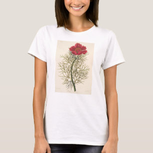 Camiseta Paeony com folhas fino