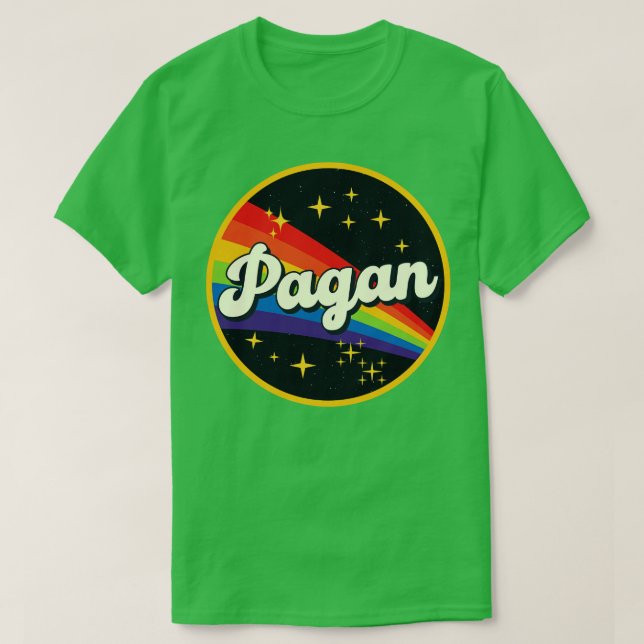 Camiseta Pagan Rainbow No Space Vintage Style (Frente do Design)