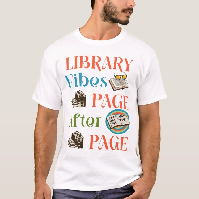 Camiseta Página Após a Página Abrace as Vibes da Biblioteca (Frente)