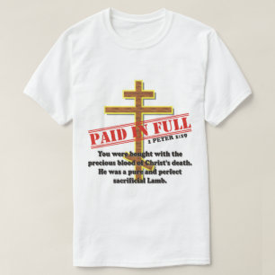 CAMISETA PAGO COMPLETAMENTE PELO SANGUE DO CRISTO