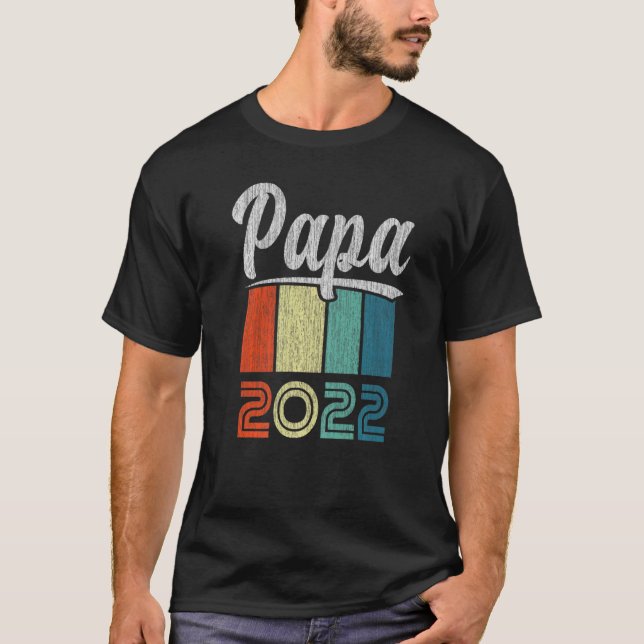 Camiseta Pai 2022 Novo papai 2022 Nascimento Retro 1 (Frente)