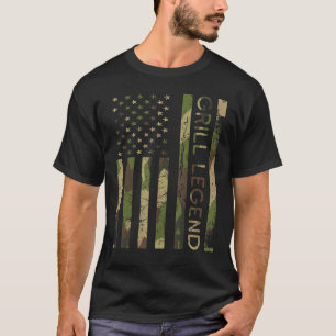 Camiseta Pai 4 De Julho Di, Bandeira Americana Camo Grill