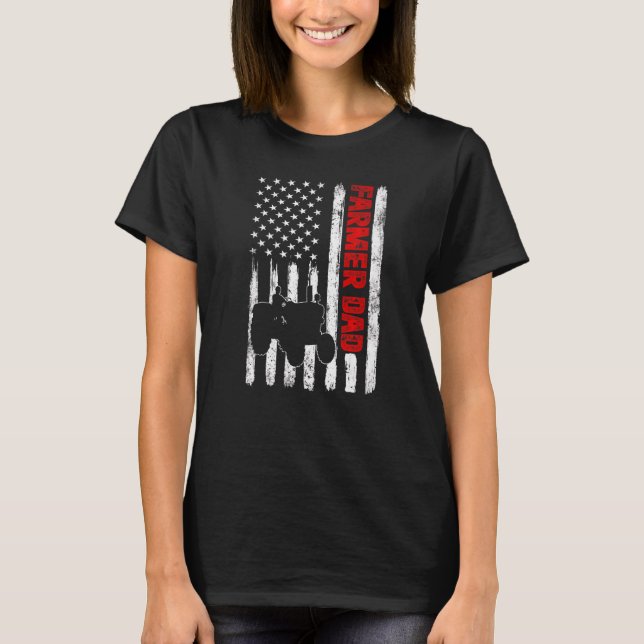 Camiseta Pai 4t da Farmadora de Bandeiras Americana do Dia  (Frente)