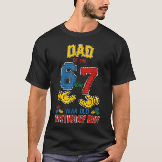 Camiseta Pai 67 Meme Aniversário 7 Anos Blocos de Construçã