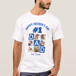 Camiseta Pai 6 Colagem de Fotografias Dia de os pais Feliz
