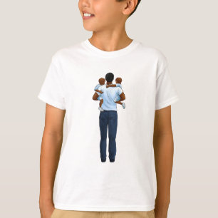 Camiseta Pai Africano-Americano e Dois Filhos