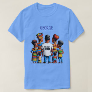 Camiseta Pai Africano com Ilustração de Crianças