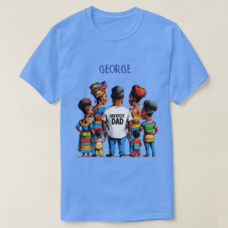 Camiseta Pai Africano com Ilustração de Crianças