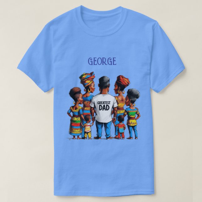 Camiseta Pai Africano com Ilustração de Crianças (Frente do Design)