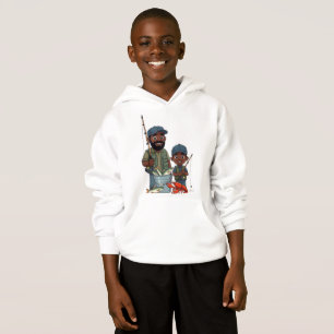 Camiseta Pai Afro-Americano e Filho Pescando