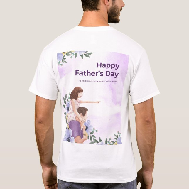 Camiseta Pai: Alimentado por café e amor (Verso)