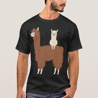 Camiseta pai alpaca e amigo bebê