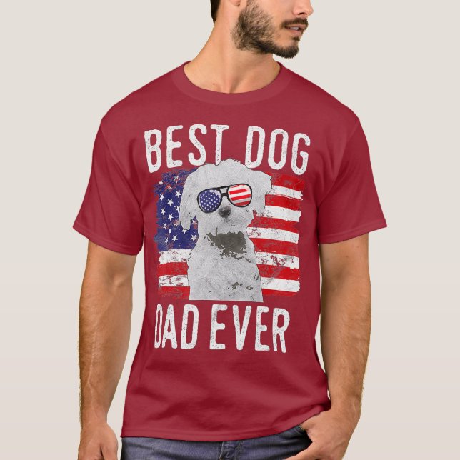 Camiseta Pai Americano de Melhor Bandeira de Cães Nunca Mal (Frente)