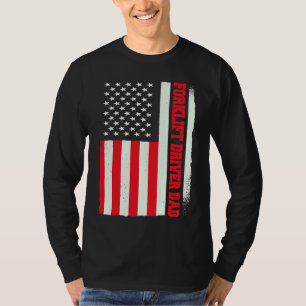 Camiseta Pai Americano Patriótico Operador de Empilhadeira 