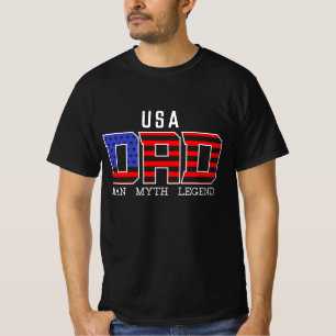 Camiseta PAI americano RED White Dia de os pais Black
